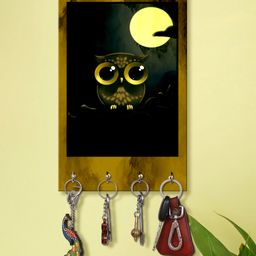 999Store Stylish Wood Wall Mount Decorative Key Holder - Moon Owl-image-92