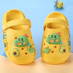 Oh! Pair Slip On Clogs with Back Strap Closure Dino Applique -  Yellow-picture-6