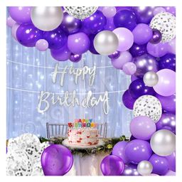 Bubble Trouble Purple theme Birthday Decoration Kit set of 54 pcs for Girls | Purple Decoration items for Birthday | Led Lights for birthday decoration-image-80