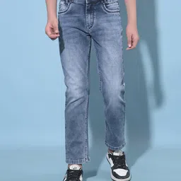 CRIMSOUNE CLUB Cotton Solid Jeans -   Blue-picture-39