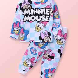 Babyhug Disney Single Jersey Knit Full Sleeves Night Suit With Minnie Mouse Graphics - Light Blue-image-64