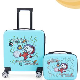 Kids Travel Luggage Snoopy Print With Carry-On Luggage & Wheels Pack of 2 Blue - 15 Inches-image-37