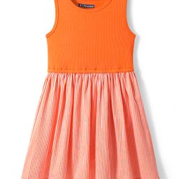 Pine Kids Cotton Knit Sleeveless Solid Color Frock - Orange-image-50