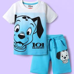 Babyhug Disney Single Jersey Knit Half Sleeves T-Shirt & Shorts Set with 101 Dalmatian Graphics - Light Blue-image-98