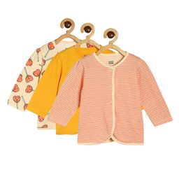 MINI KLUB Cotton Pack Of 3 Full Sleeves Striped & Heart Candies Printed Vests - Mustard & Peach-image-82