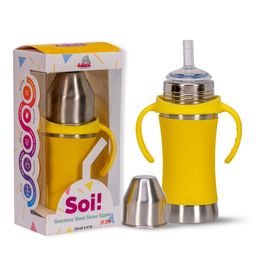 Adore Soi! The Wideneck Silicon Straw with Gravity Ball stainless steel sipper with Sleeve- 250ml Yellow-picture-16