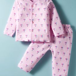 Tango Interlock Knit Full Sleeves Co-ords Night Suit with Balloon Print - Pink-picture-18