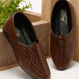 Tiny Bugs Abstract Designed Slip On Mojaris - Tan-picture-38