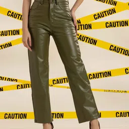 TANDUL Women Original Leather Regular Fit Mid-Rise Trouser-image-34