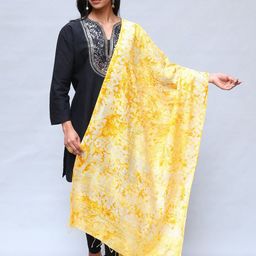 Exotic India Floral Batik Dyed Cotton Silk Dupatta-picture-31