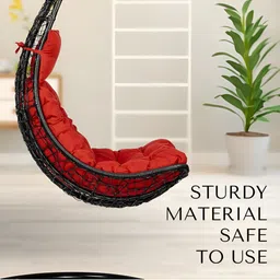 Swingzy Black & Red Textured Hammock Swing With Cushion image 3
