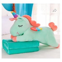 AKN TOYS 3-in-1 Unicorn Shape Kids Blanket and Soft Toy (color and design may vary )Length 68 cm image 2