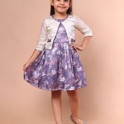 PINK MERMAID Girls Floral Printed Satin Fit & Flare Dress-image-20