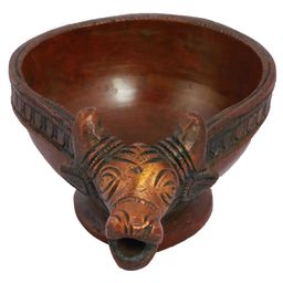 Exotic India Brown & Gold Toned  Brass Nandi Oil Diya-picture-38