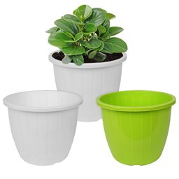 Kuber Industries Pack Of 3 White & Green Planters-27