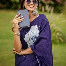 Anouk Rustic Floral Block Print Saree image 2