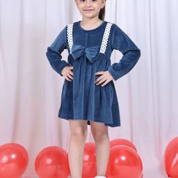 NEUDIS Girls Bow Detail Velvet Fit & Flare Dress-30