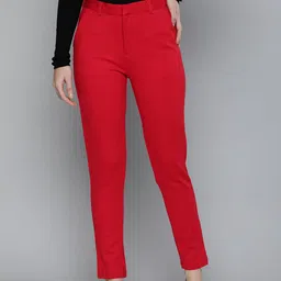Tokyo Talkies Women Red Solid Slim Fit Trousers-image-51
