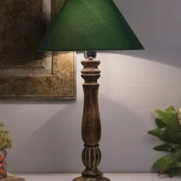 Homesake Brown Classic Victorian Wood Table Lamp with Green Shade (Bulb Included) - Set of 1-11