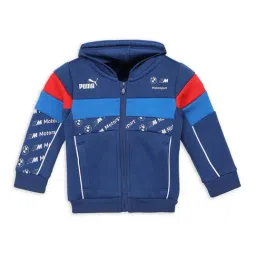 Puma Kids BMW M Motorsport SDS Blue Cotton Color Block Full Sleeves Sweatshirt-image-37