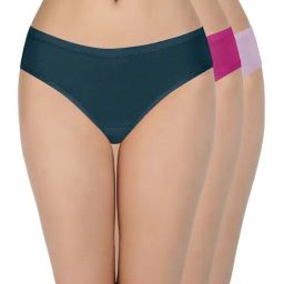 Every De by Amante Pink & Green Cotton Bikini Panties - Pack Of 3-image-74