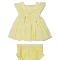 Gini & Jony Kids Yellow Solid Dress, Bloomers with Hairband-image-47