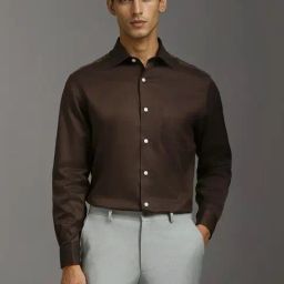 Louis Philippe Brown Cotton Regular Fit Printed Shirt-image-61