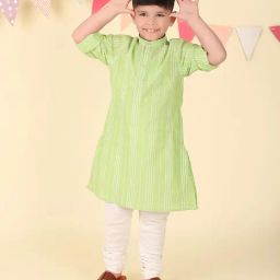 Fabindia Green Cotton Striped Long Kurta-image-51