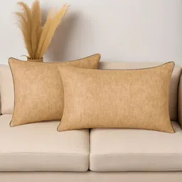 STITCHNEST Beige 2 Pieces Rectangle Cushion Covers-image-16