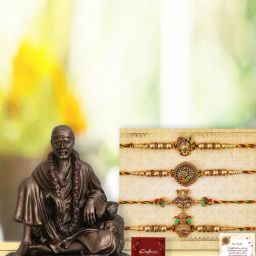 eCraftIndia Assorted Multicolor Rakhi with Sai Baba Idol-image-18