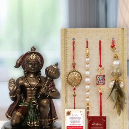 eCraftIndia Assorted Multicolor Rakhi with Hanuman Idol-image-13