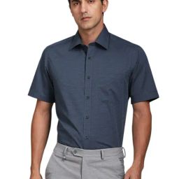Louis Philippe Blue Cotton Regular Fit Texture Shirt-image-98