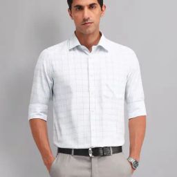 Ad By Arvind Light Grey Regular Fit Checks Shirt-28