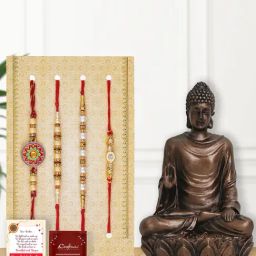eCraftIndia Assorted Multicolor Rakhi with Buddha Idol-image-93