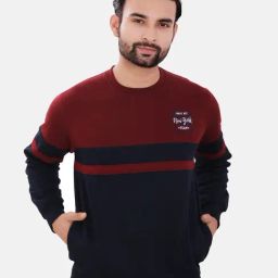 Force NXT Maroon Cotton Regular fit Colorblock Sweatshirt-79