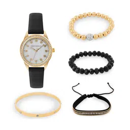 French Connection Women Embellished Analogue Watch FCW15BL Gift Set-78