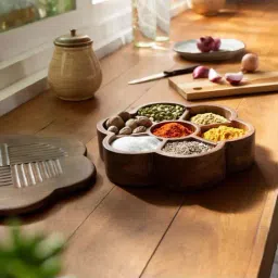 ellementry Manjari Natural Wooden Spice Box ( ml) - Set of 1-24