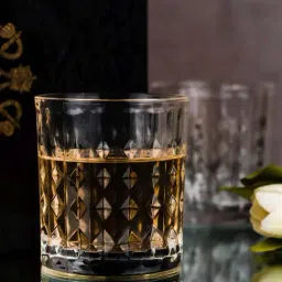 Goodhomes Transparent Glass Diamond Embossed Whisky Glasses (320 ml) - Set of 6-image-14