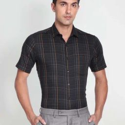 Arrow Black Check Regular Fit Shirt-image-25