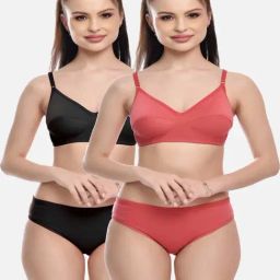FIMS: Fashion is my Style Black & Orange Cotton Lingerie Set - Pack Of 2-image-6