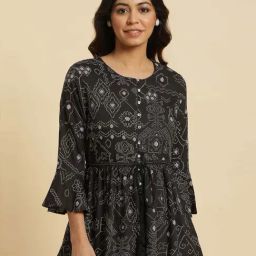 W Black Printed Top-15