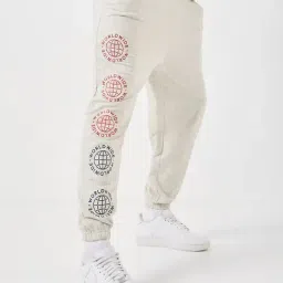 Styli Cream Side Placement Print Oversized Jogger-image-37