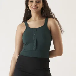 Prettify Dark Green Regular Fit Crop Top image 1