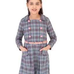 Cutecumber Kids Grey Checks Dress with Belt-picture-8