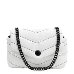 Miraggio White Textured Medium Cross Body Bag-image-56