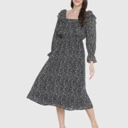 Oxolloxo Black Floral Print Dress-picture-11