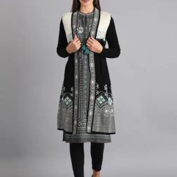 W Black Self Pattern Shrug-picture-27