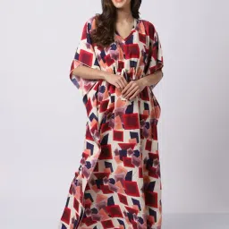 Claura Multicolor Printed Kaftan Nighty-picture-46