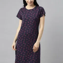 Kryptic Navy Printed Night Dress-image-7