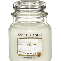 Yankee Candle White Classic Medium Jar Fluffy Towels Scented Candle-picture-5
